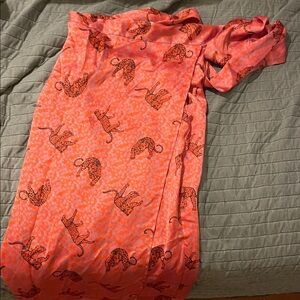 Red Animal Print Wrap Skirt